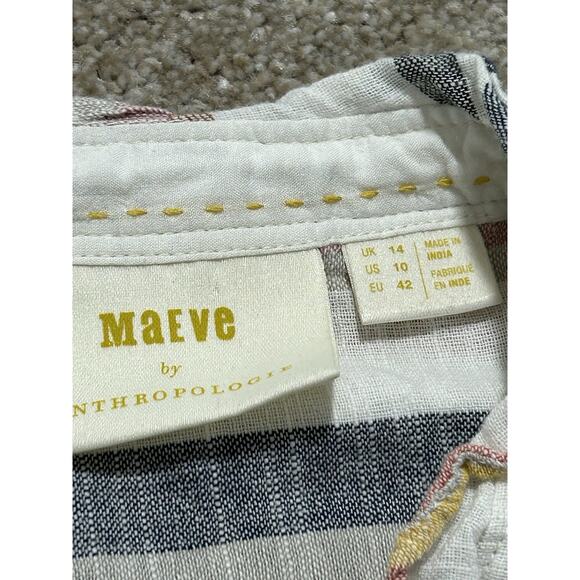 Anthropologie Maeve Sz 10 Alisa Ruffled Short Sleeve Blouse 100% Cotton - Picture 6 of 8